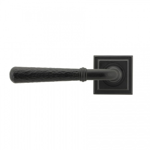 Matt Black Hammered Newbury Lever on Rose Set (Square Rose) - Unsprung